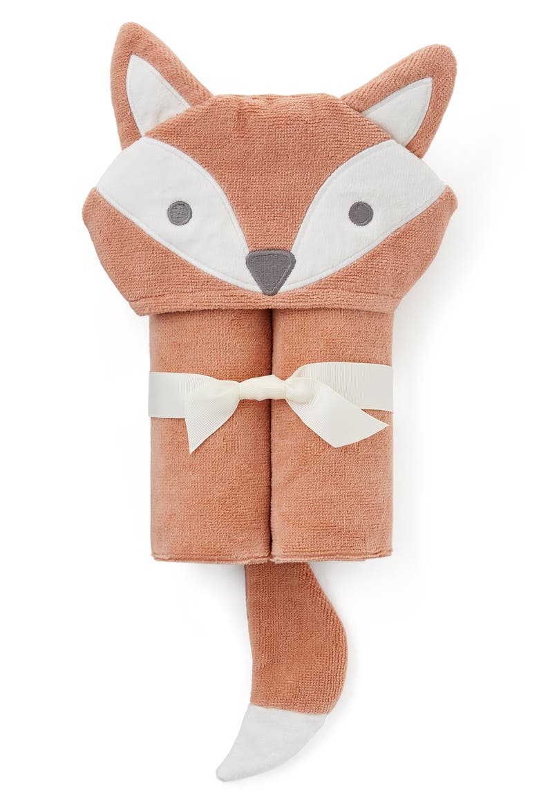 Terry Velour Hooded Fox Towel, Main, color, RUST