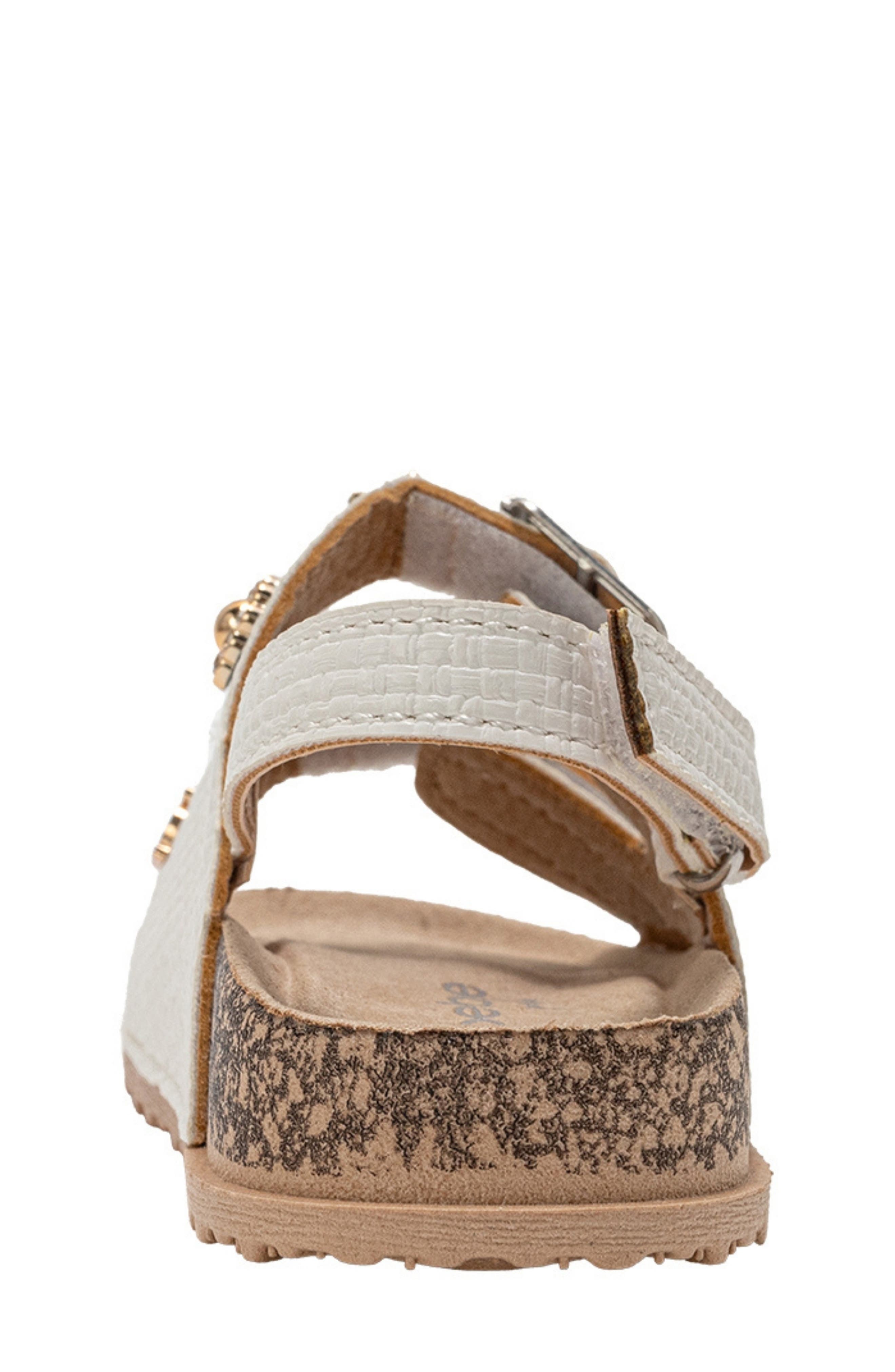 bebe Peached Double Strap Sandal, Alternate, color, White