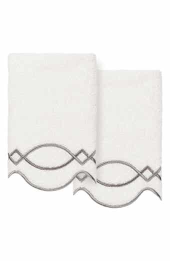 2-Piece Diamond Chain Embroidered Turkish Cotton Towel Set