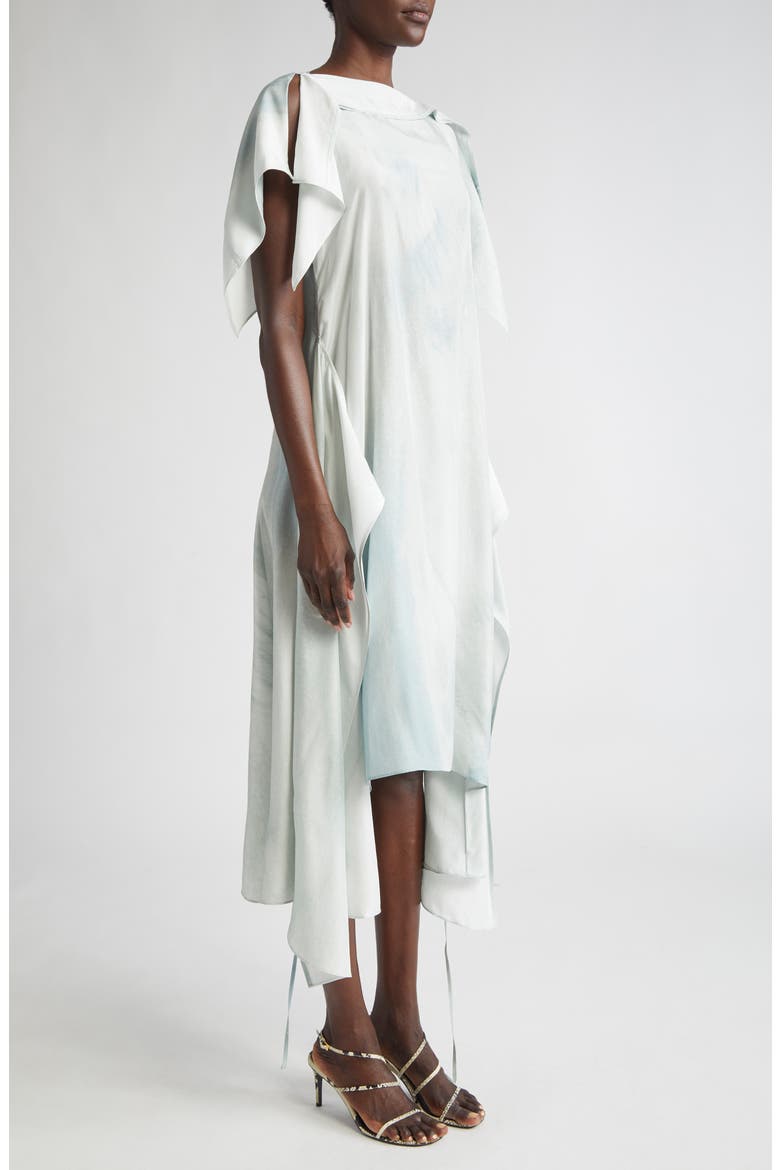 Silk Habotai High-Low Wrap Dress, Alternate, color, ICE WASH