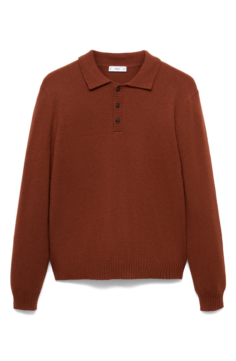 MANGO Wide Rib Trim Polo Sweater, Alternate, color, 