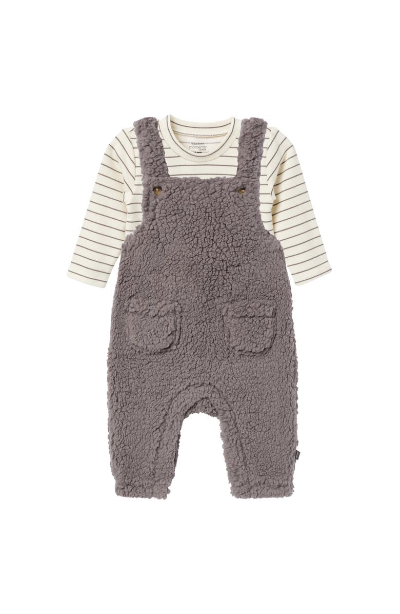 Modern Moments<sup>™</sup> by Gerber Microplush Overall & Shirt Set, Alternate, color, Medium Gray