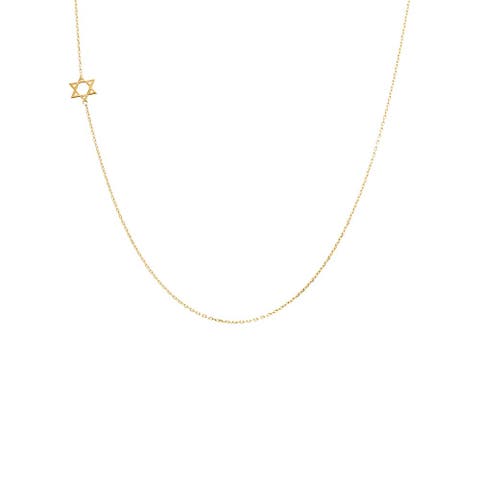 Solid Sideways Star of David Necklace 14K