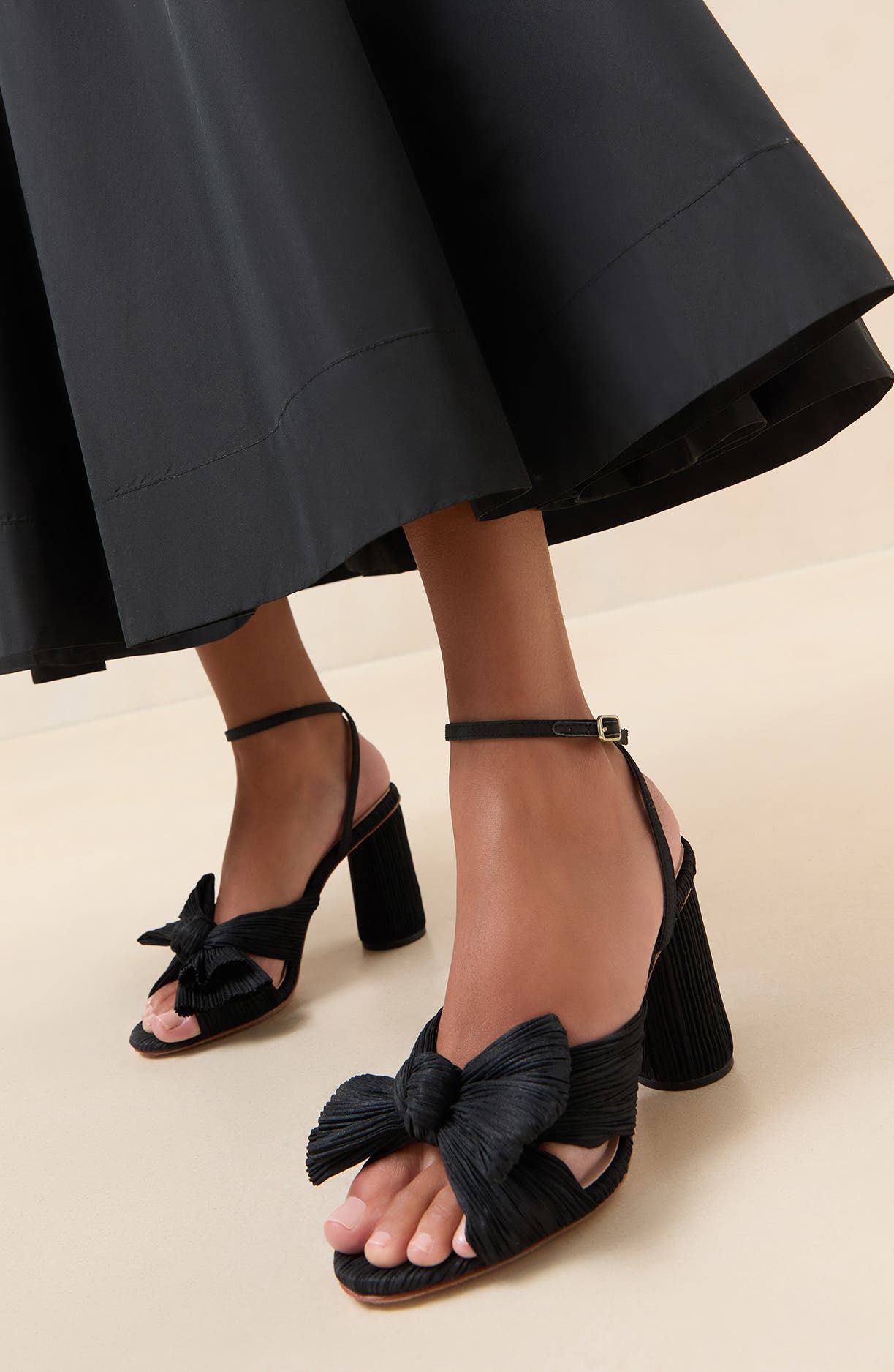 Loeffler Randall Camellia Knotted Sandal, Alternate, color, Black