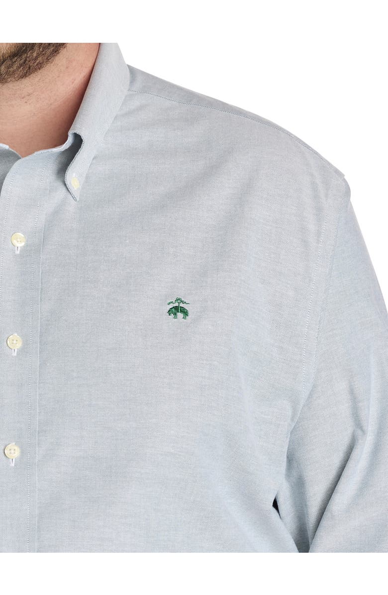 Brooks Brothers Big & Tall Non-Iron Solid Oxford Sport Shirt, Alternate, color, Green Heron Solid