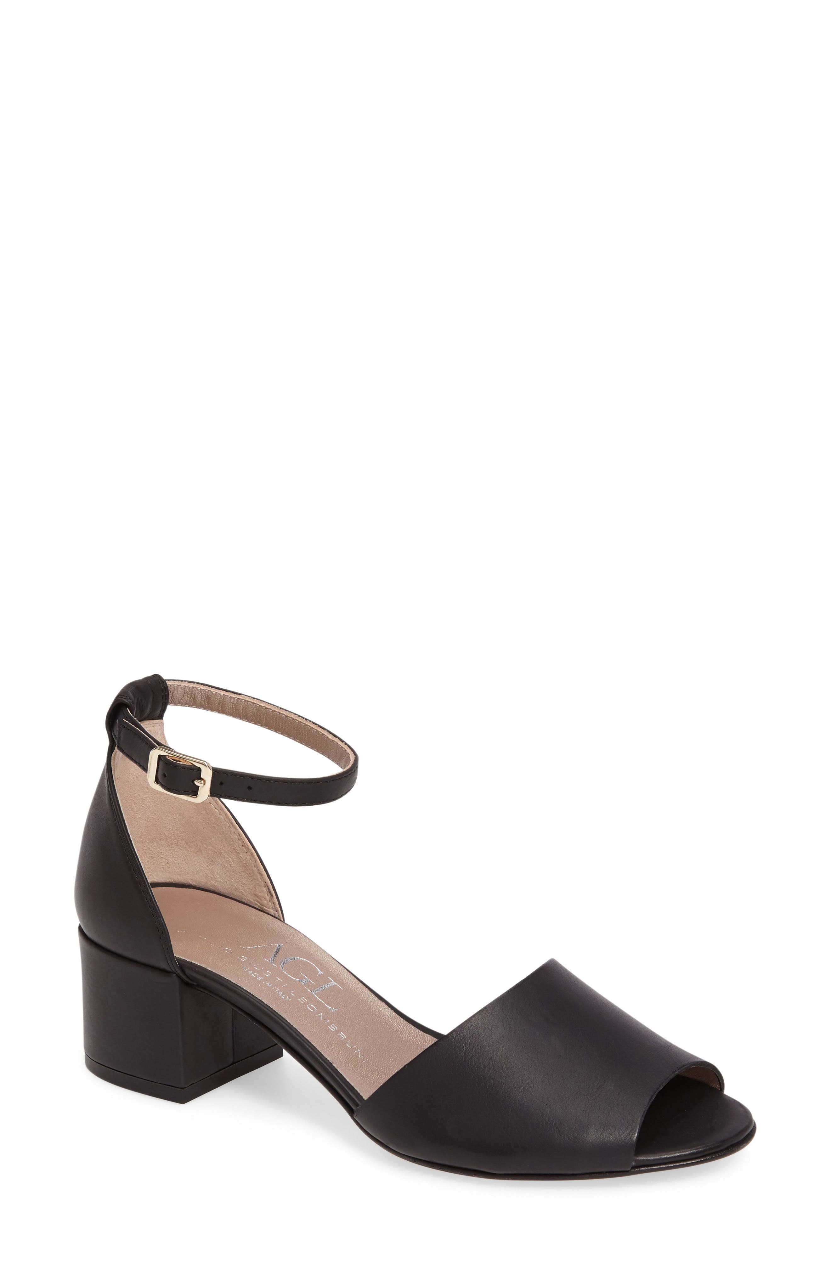 Single Band Sandal, Main, color, BLACK LEATHER