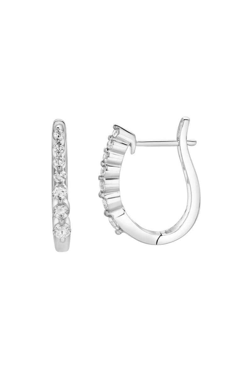 Dewdrop Cascading Diamond Huggie Hoop Earrings in 14K Gold, Main, color, 14K White Gold