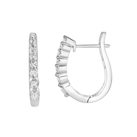 Dewdrop Cascading Diamond Huggie Hoop Earrings in 14K Gold
