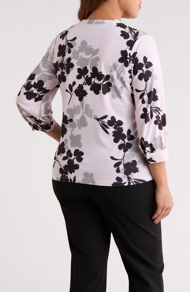 Anne Klein Floral Twist Top, Alternate, color, Soft Blossom Multi
