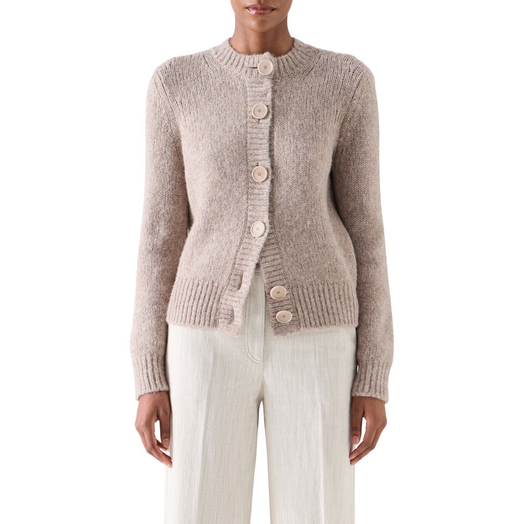 Akris punto Fluffy Alpaca Blend Cardigan in Oat at Nordstrom, Size 8
