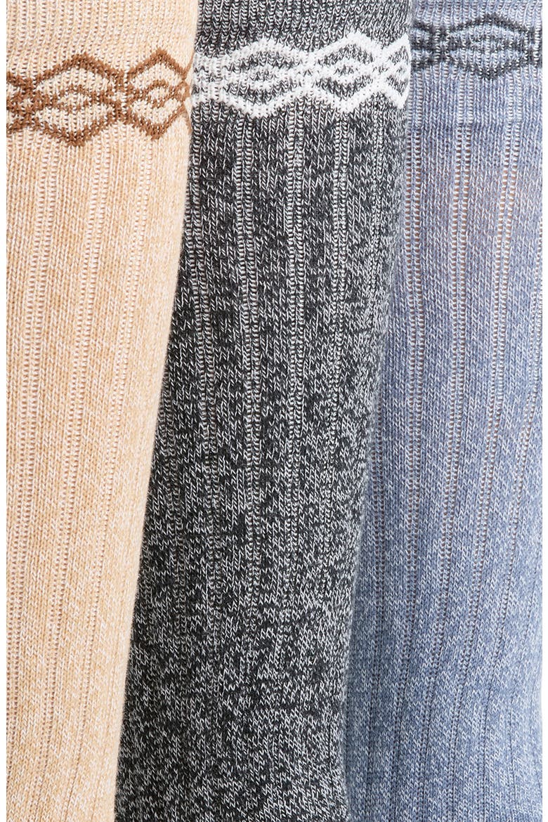 Tasman 3-Pack Crew Socks, Alternate, color, SAND / TAHOE BLUE / BLACK