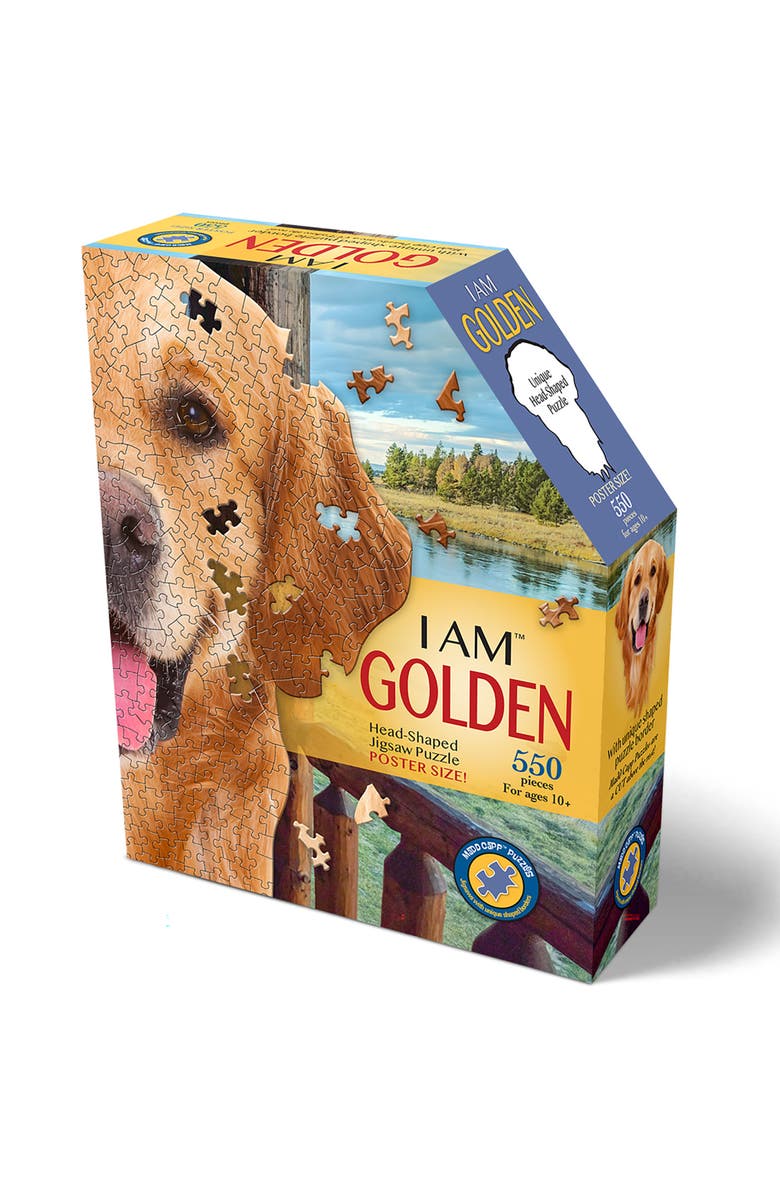 Madd Capp I Am Golden 550 Piece Puzzle Dog Shaped Animal Jigsaw, 24 X 32", Alternate, color, Multicolored