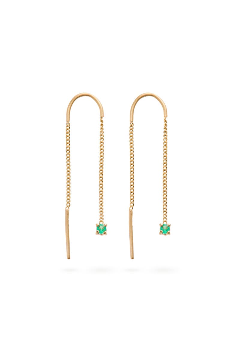 Connection Chain Threader Earrings Emerald, Main, color, Emerald