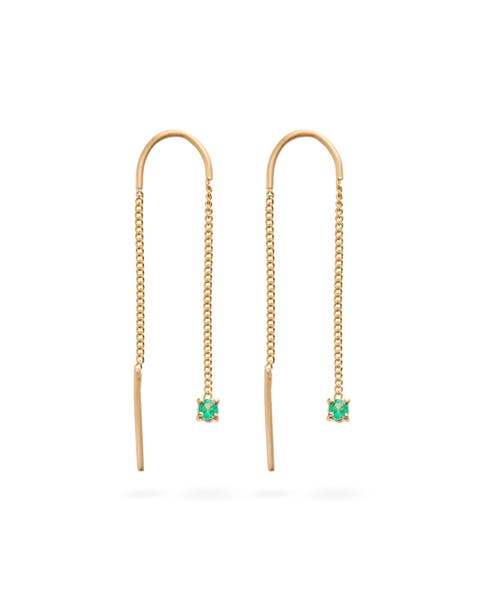 Connection Chain Threader Earrings Emerald