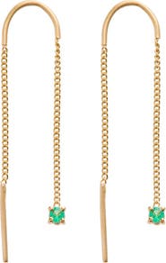 Eloise Jewelry Connection Chain Threader Earrings Emerald