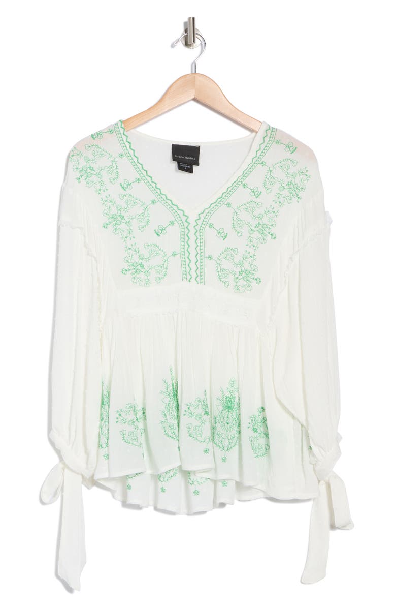 Forgotten Grace Swiss Dot Embroidered Shirt, Alternate, color, Green