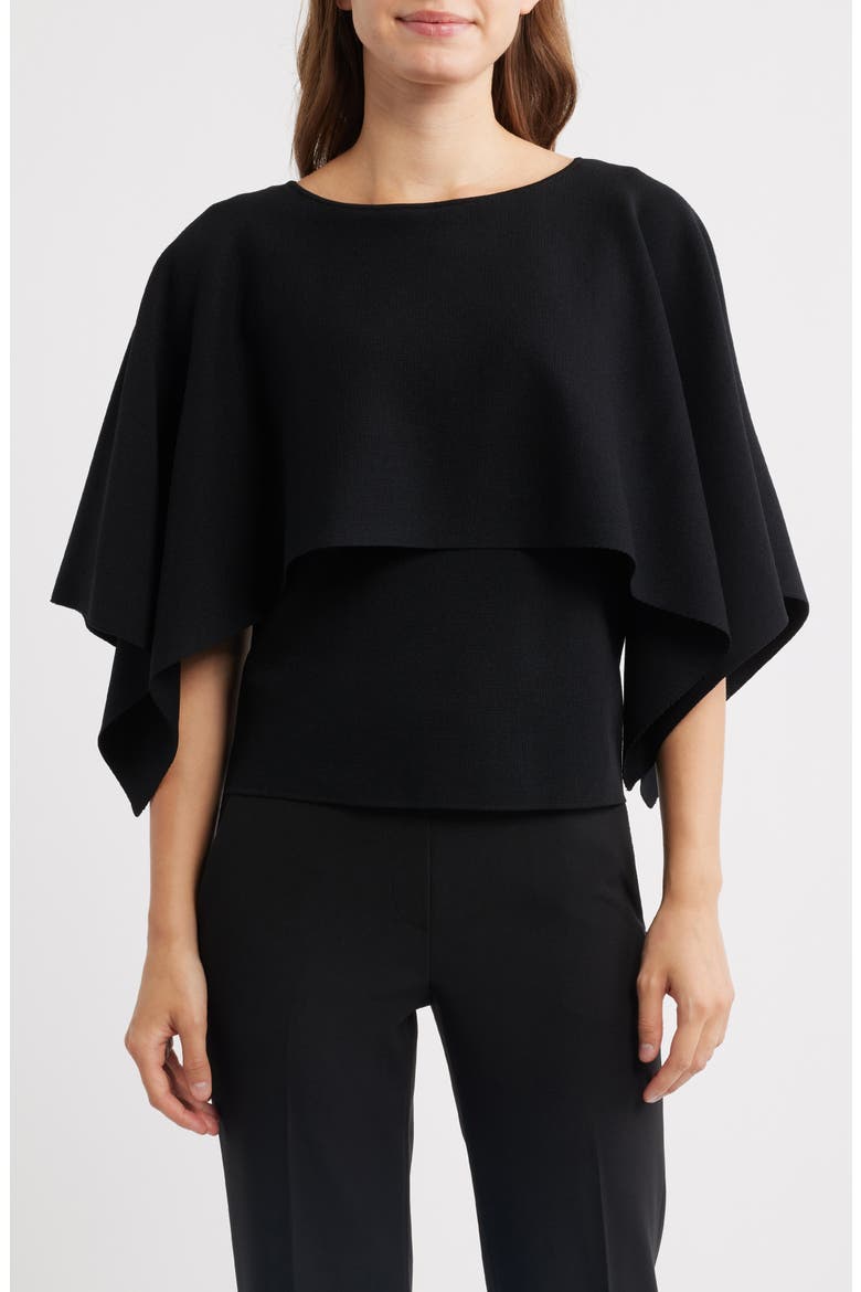 Boat Neck Sweater Cape, Main, color, ANNE BLACK