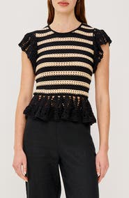 Rails Coen Ruffle Sleeve Peplum Sweater