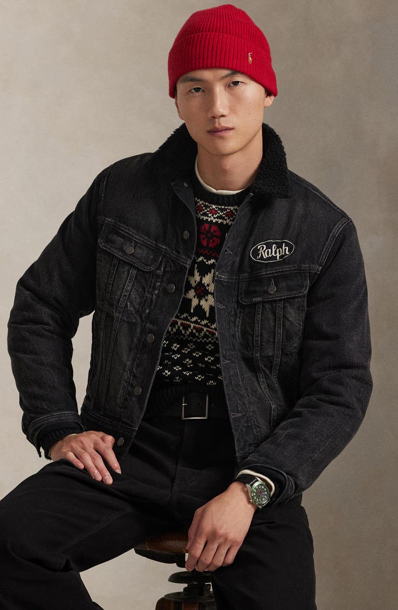 Polo Ralph Lauren Relaxed Fleece Lined Cotton Denim Trucker Jacket, Alternate, color, Beavenmeadow