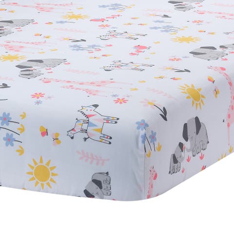 Jazzy Jungle 100% Cotton Safari Baby Fitted Crib Sheet