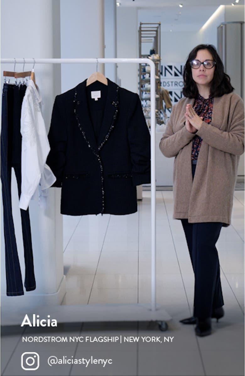 Kimmie Metallic Fringe Ruched Sleeve Blazer, sales video thumbnail