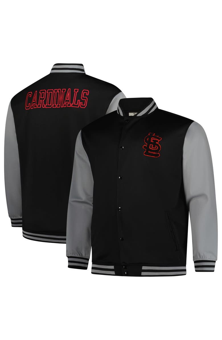 PROFILE Men's Profile Black/Gray St. Louis Cardinals Full-Snap Varsity Jacket, Alternate, color, Black
