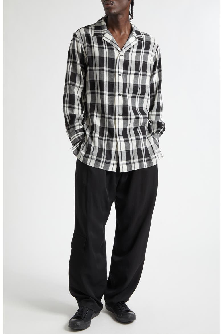 Khadi Plaid Button-Up Shirt, Alternate, color, BLACK