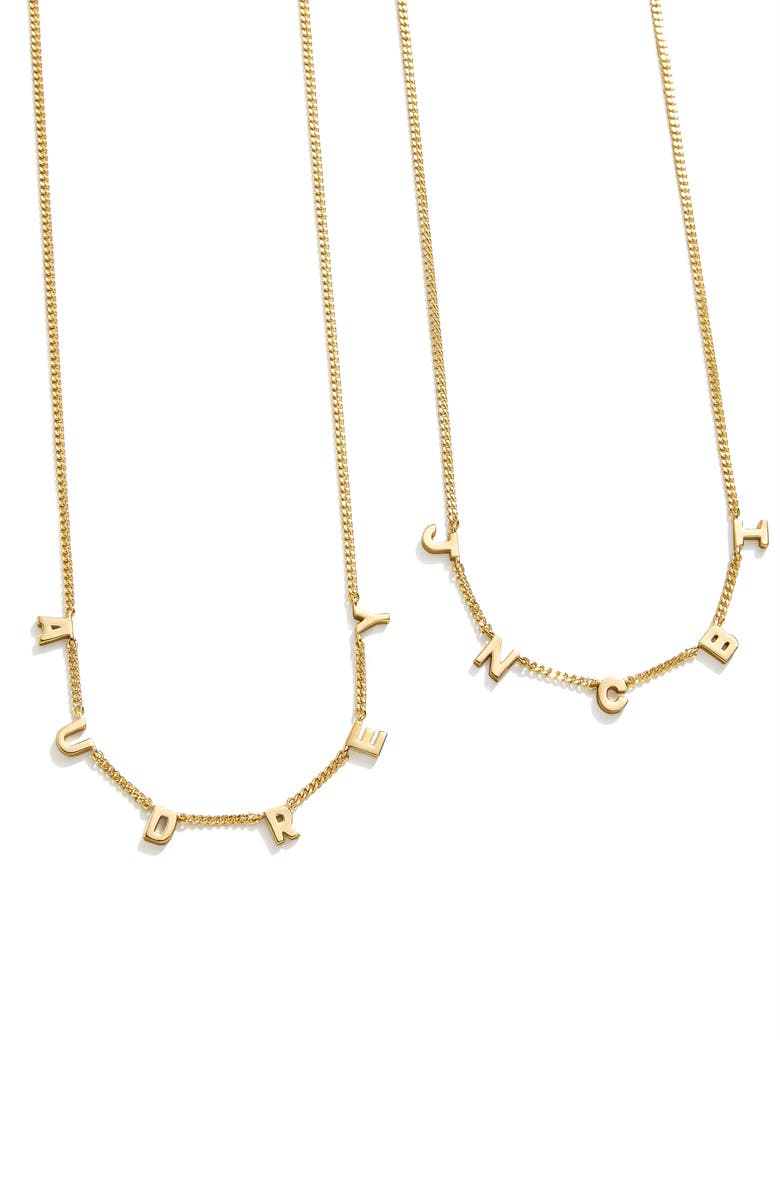 BaubleBar Custom Letter Charm Necklace, Alternate, color, Gold