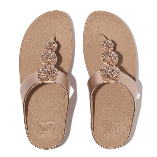 Fitflop Fino Beadie-button Metallic Toe-post Sandals In Gold