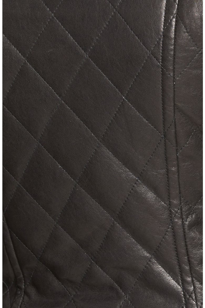 Quilted Leather Moto Jacket, Alternate, color, BLACK