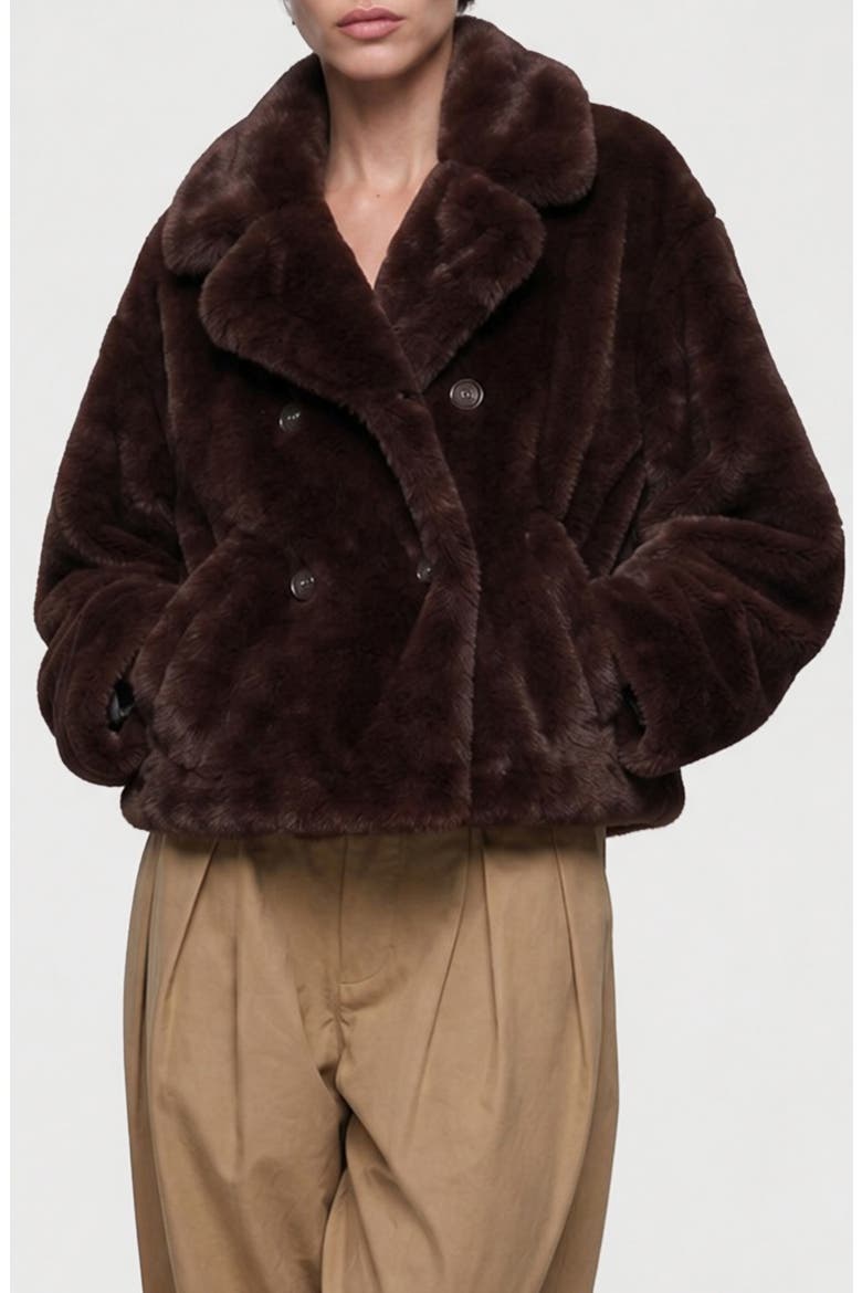 Push Faux Fur Coat, Alternate, color, COFFEE
