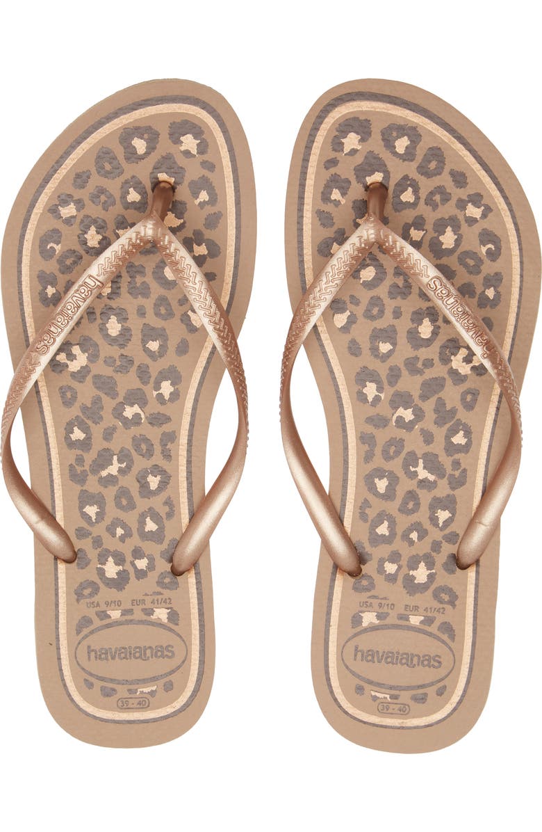 Havaianas Slim Animal Print Flip Flop, Alternate, color, Rose Gold/Rose Gold