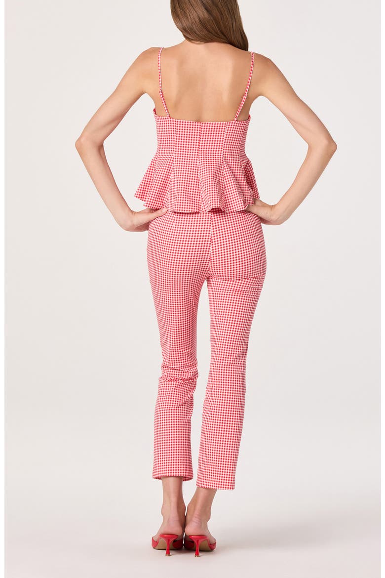 Alma Stretch Cotton Gingham Crop Pants, Alternate, color, RED GINGHAM