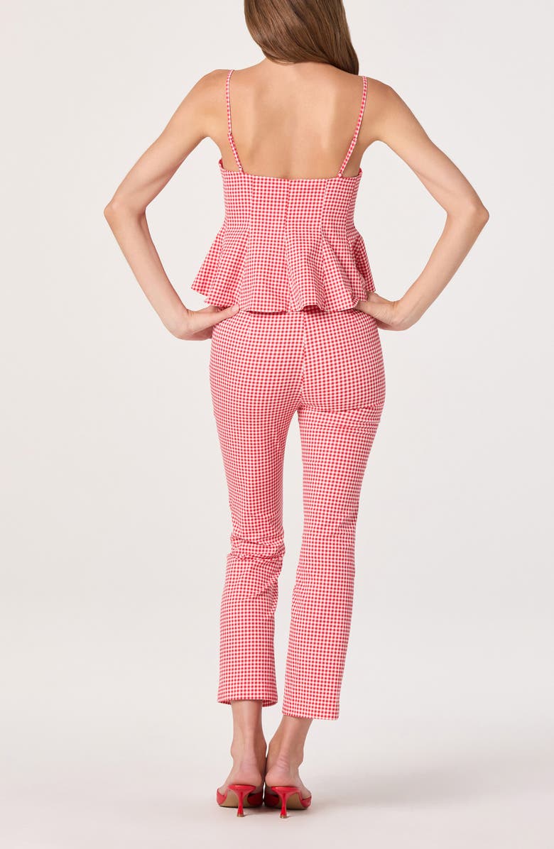 ASTR the Label Alma Stretch Cotton Gingham Crop Pants, Alternate, color, Red Gingham