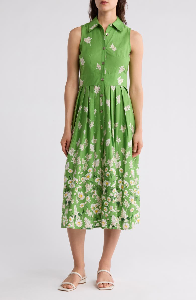 Floral Sleeveless Cotton Shirtdress