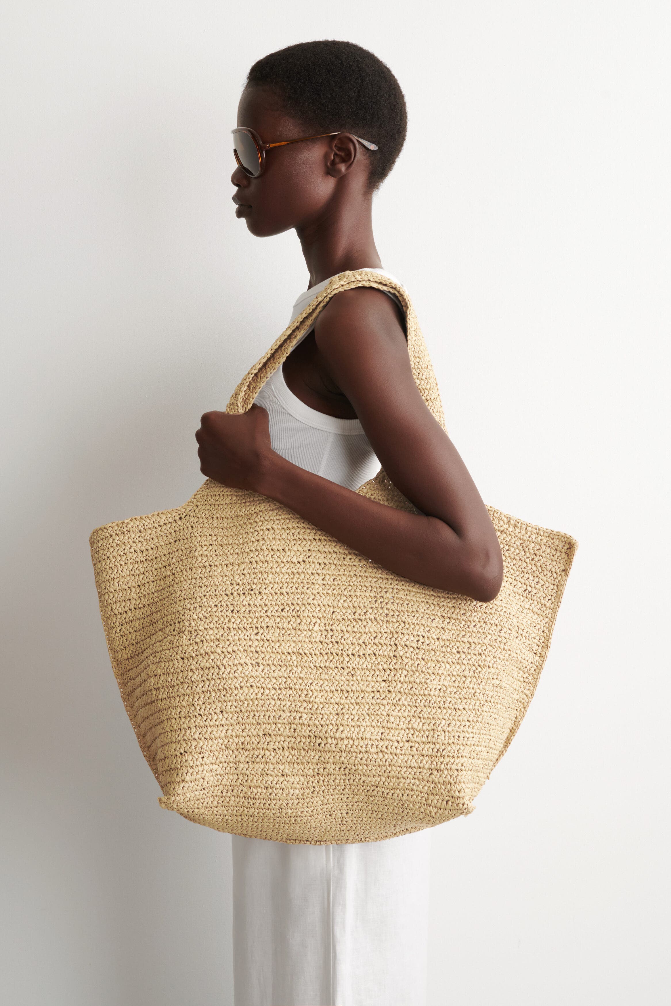 Sculpted Tote Bag - Paper, Alternate, color, BEIGE