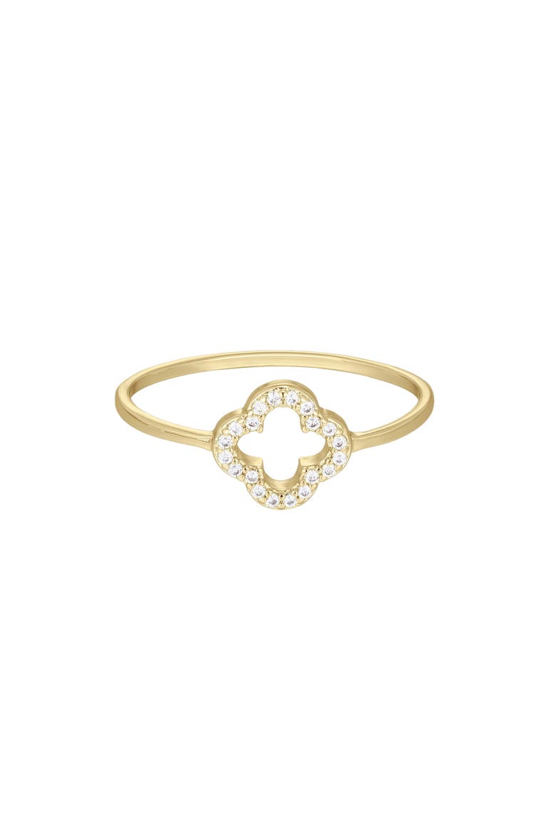 14K Gold Plated Cubic Zirconia Clover Ring, Alternate, color, GOLD