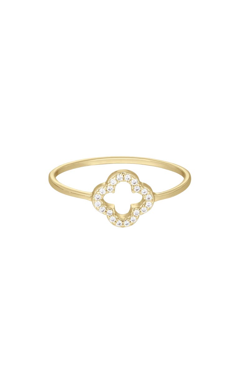 Adornia 14K Gold Plated Cubic Zirconia Clover Ring, Alternate, color, Gold