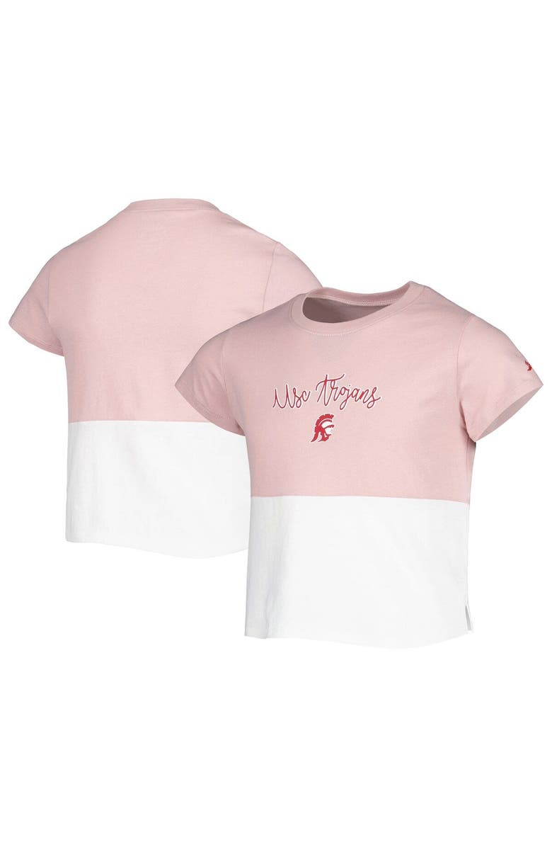 LEAGUE COLLEGIATE WEAR Girls Youth League Collegiate Wear Pink/White USC Trojans Colorblocked T-Shirt, Main, color, 
