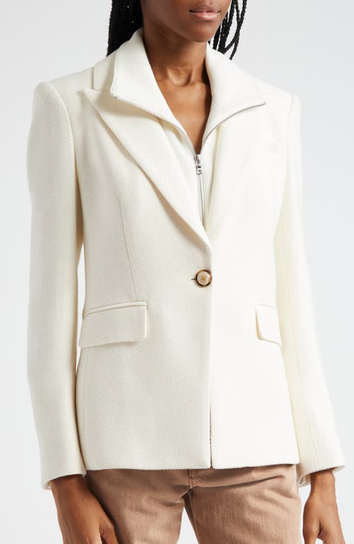 Veronica Beard Cutaway Stretch-linen Dickey Jacket In Ivory