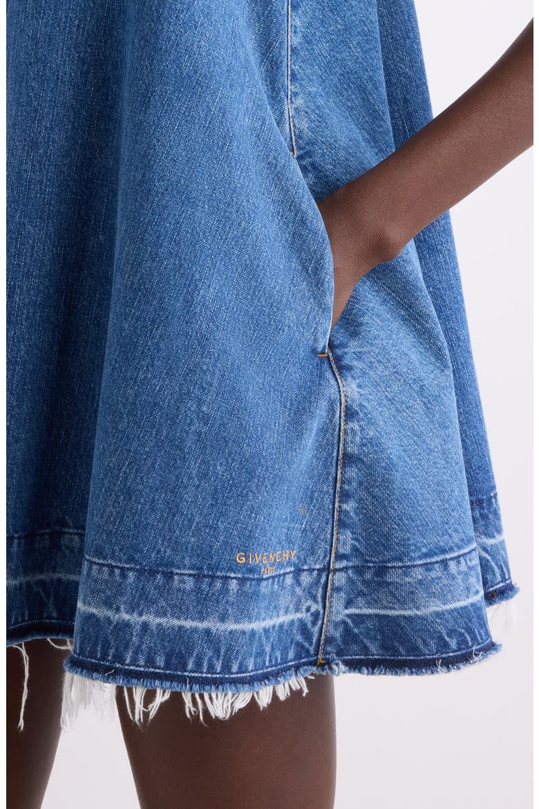 Raw Hem Trapeze Denim Minidress, Alternate, color, MEDIUM BLUE