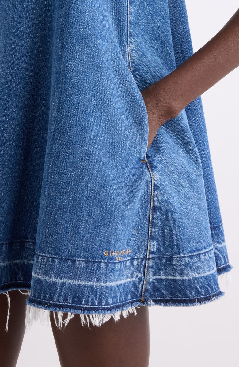 Givenchy Raw Hem Trapeze Denim Minidress, Alternate, color, Medium Blue