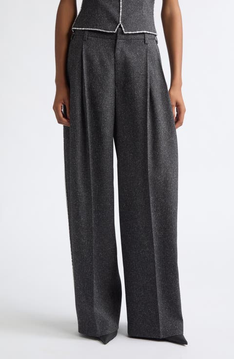 Mid Rise Tailored Wide Leg Pants