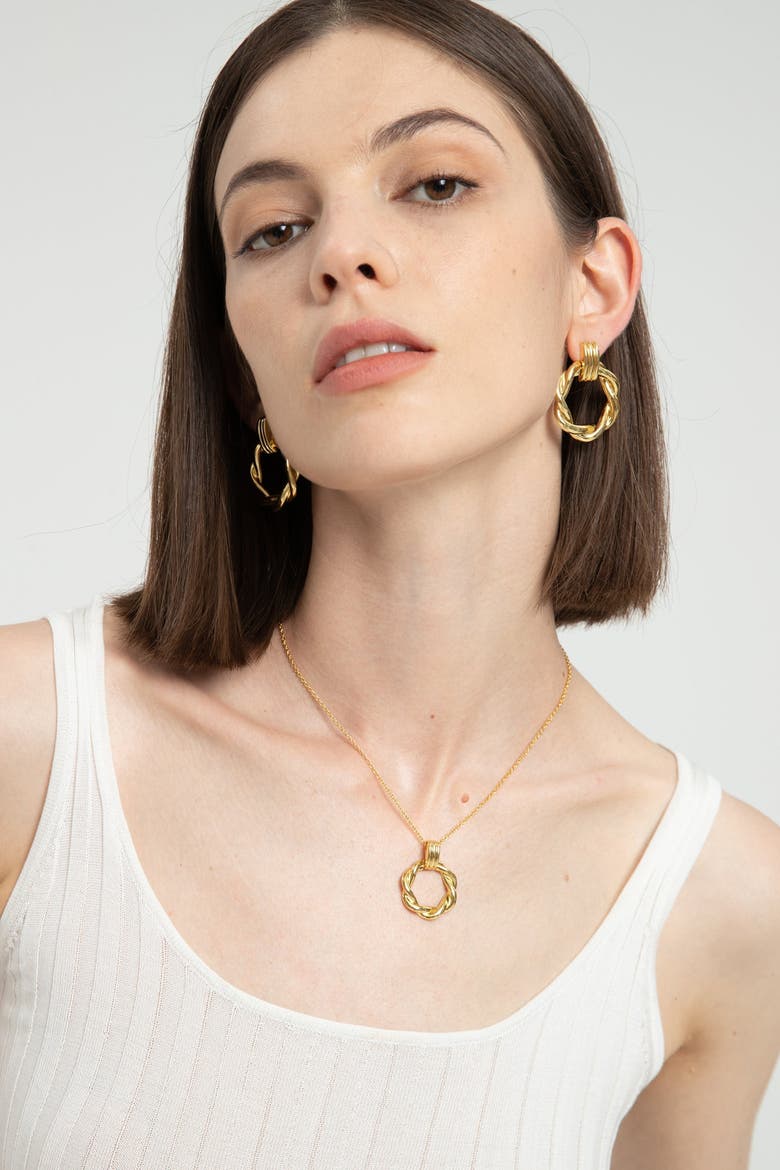 Eléa Twisted Hoop Earrings, Alternate, color, Gold