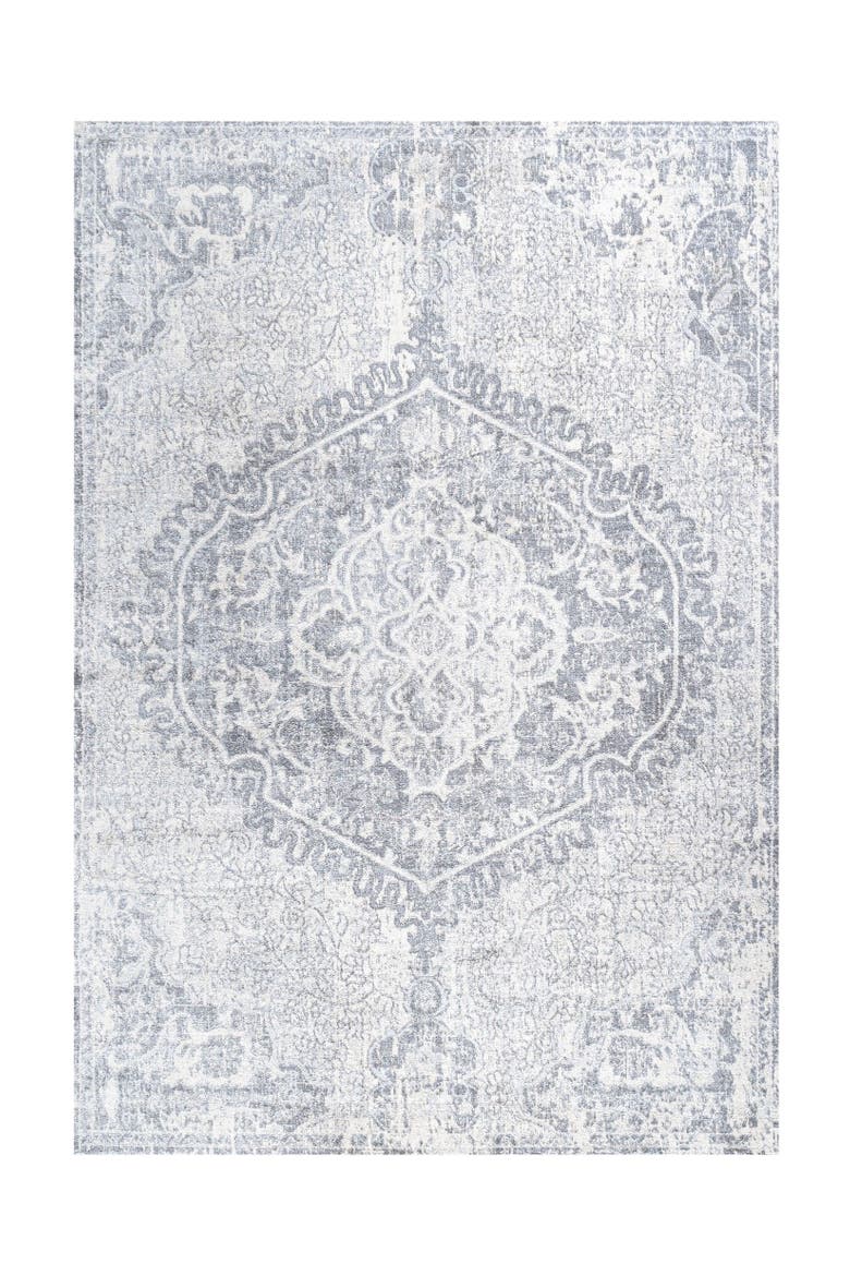 Modern Persian Vintage Medallion Area Rug, Main, color, Gray/Ivory