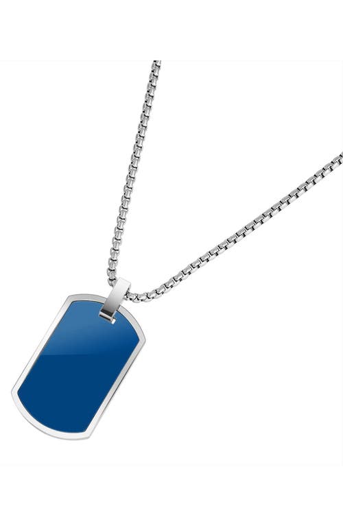 Geoffrey Beene Stainless Steel Dog Tag Pendant Necklace