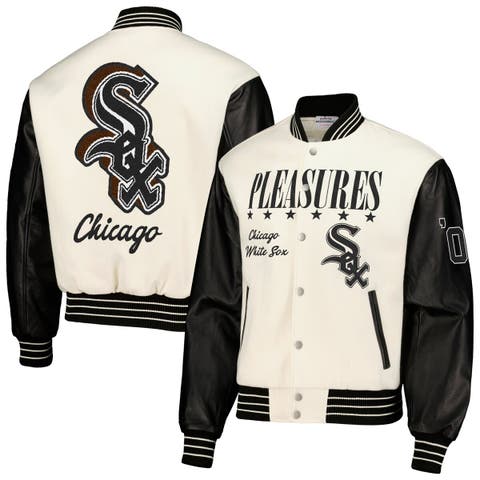 Men's PLEASURES White Chicago White Sox Full-Snap Varsity Jacket