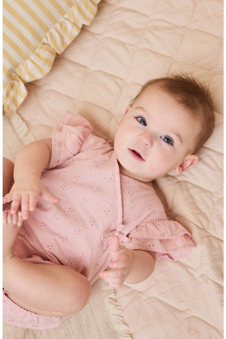 Cotton Eyelet Romper, Alternate, color, PINK
