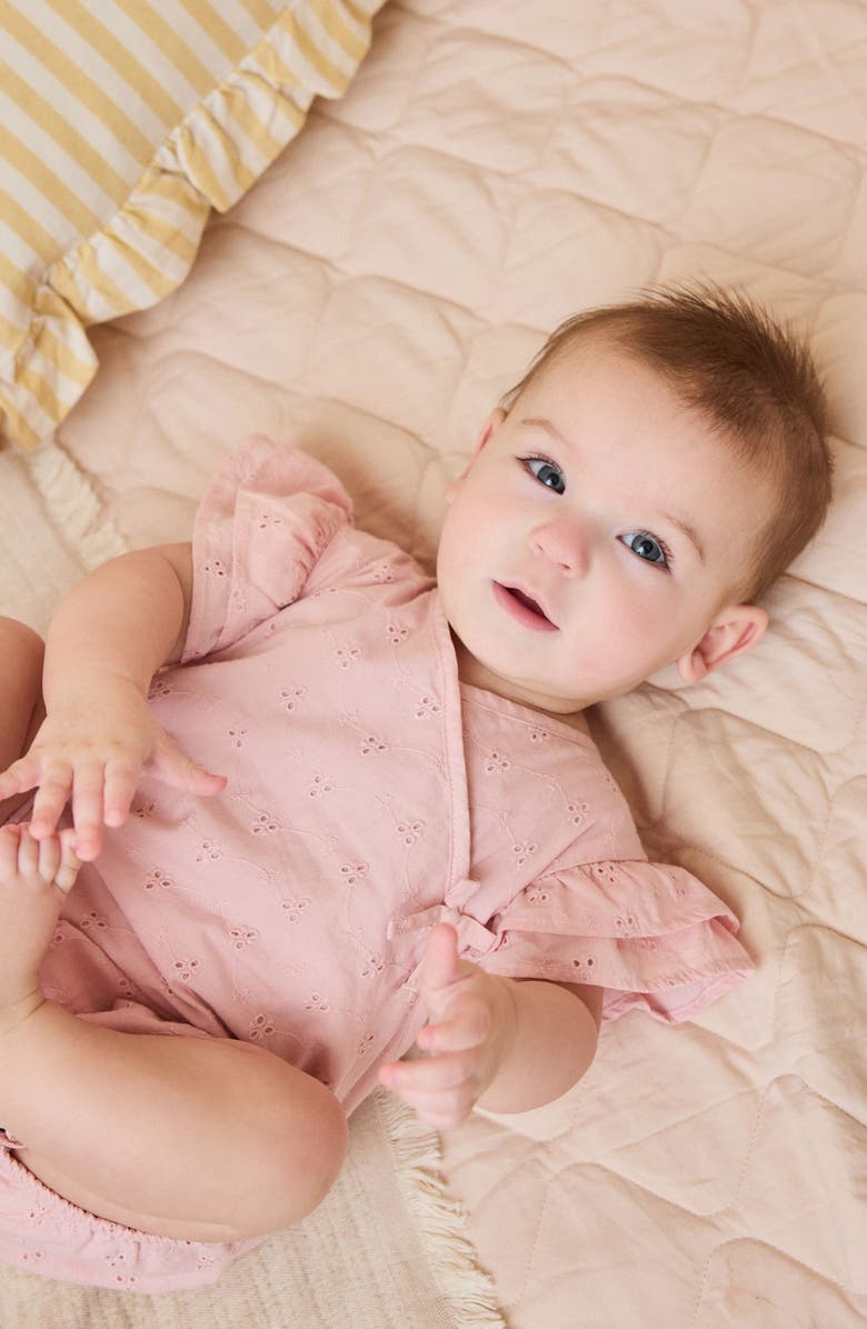 NEXT Cotton Eyelet Romper, Alternate, color, Pink