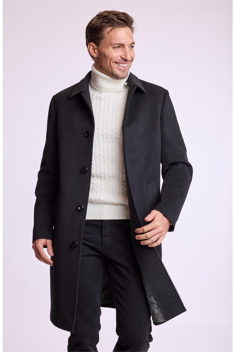 Slash Pocket Stretch Slim Fit Overcoat, Alternate, color, BLACK